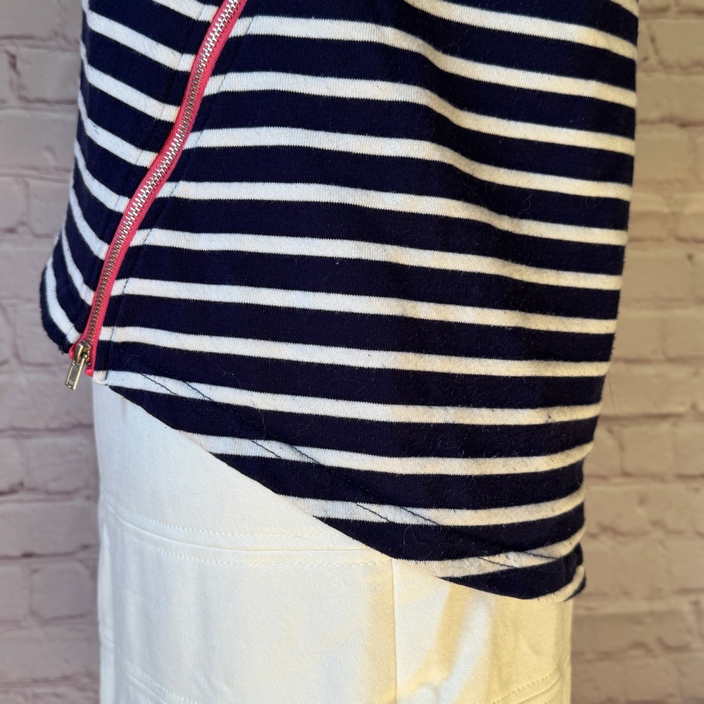 ANTHROPOLOGIE Lili's Closet Long sleeve Shirt Stripe Navy White Pink Piping 4 S - Picture 8 of 12